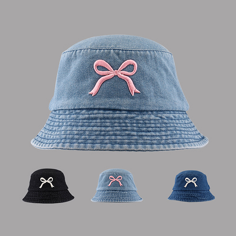 Bucket Hat Embroidered - New New Embroidery Butterfly Cotton Denim