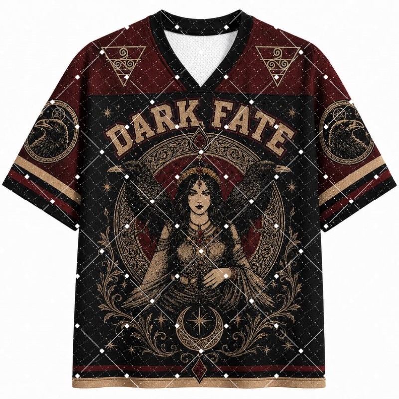 Street Fashion Baggy - Dark Fate Witch Raven Print V‑Neck