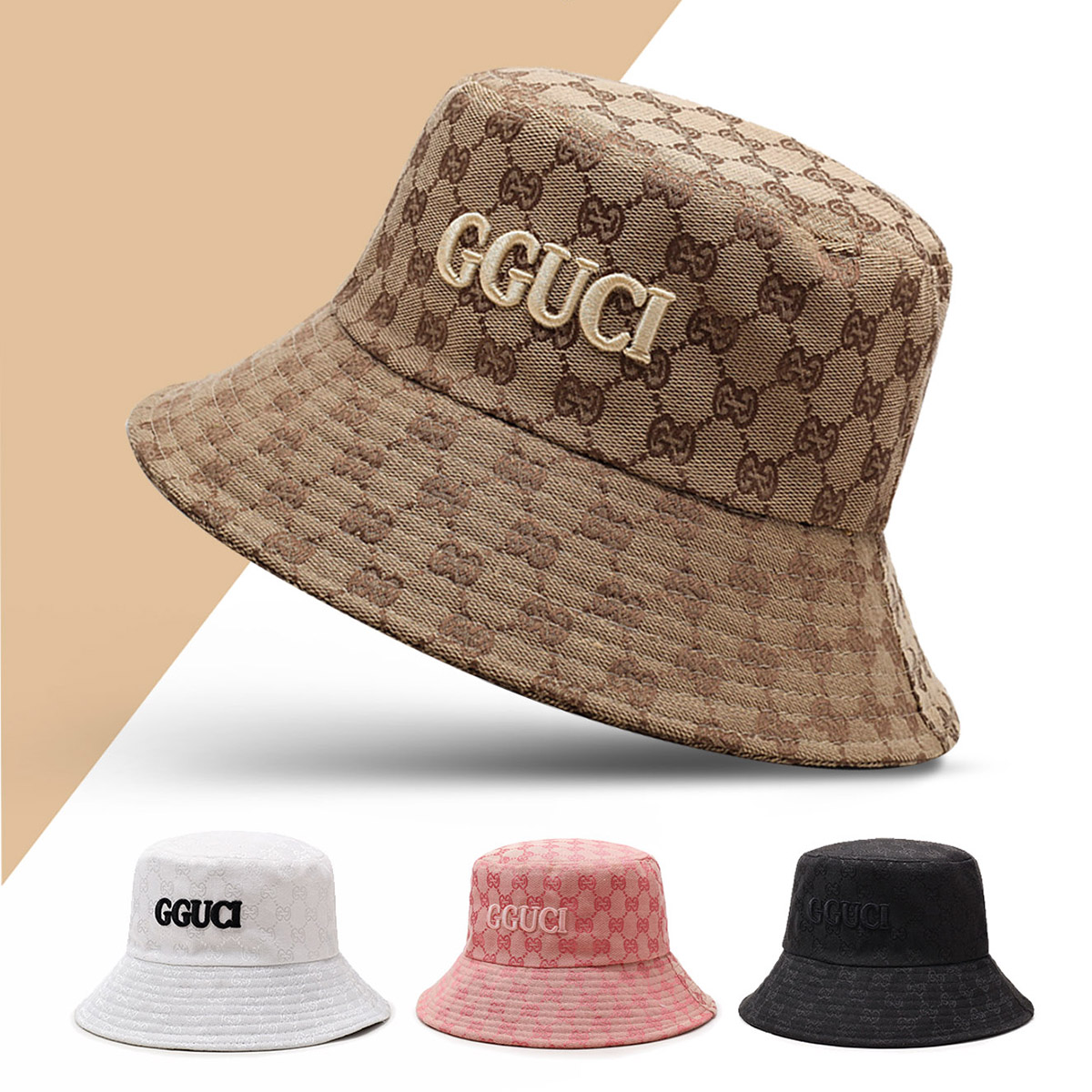 Bucket Hat Embroidered - Unisex Black and White Embroidered Letters