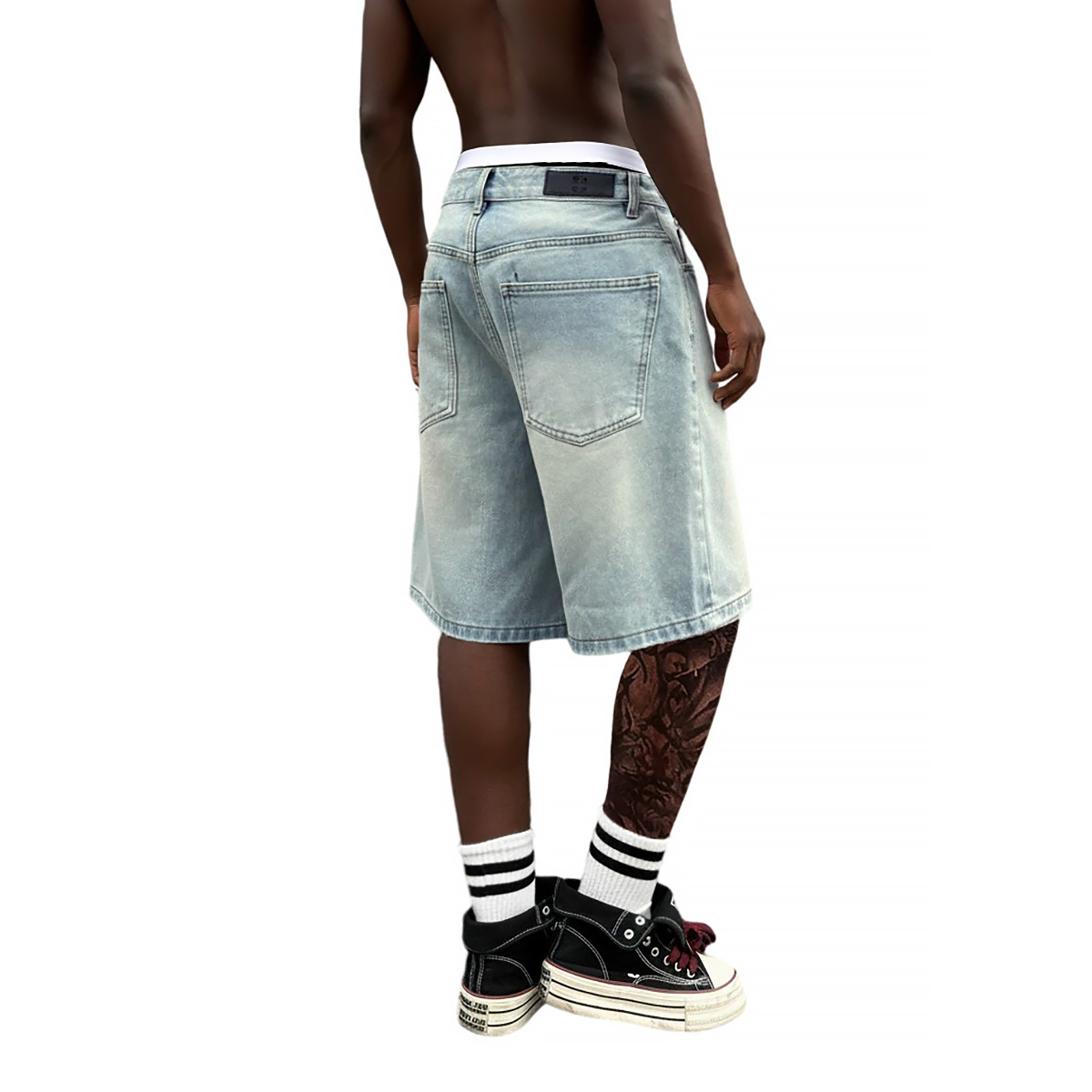 Metal Buckle Short Baggy Jeans - огляд і ціна Street Fashion Baggy