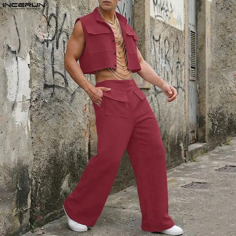 INCERUN Men Sets Solid Sleevel - огляд і ціна Street Fashion For Man