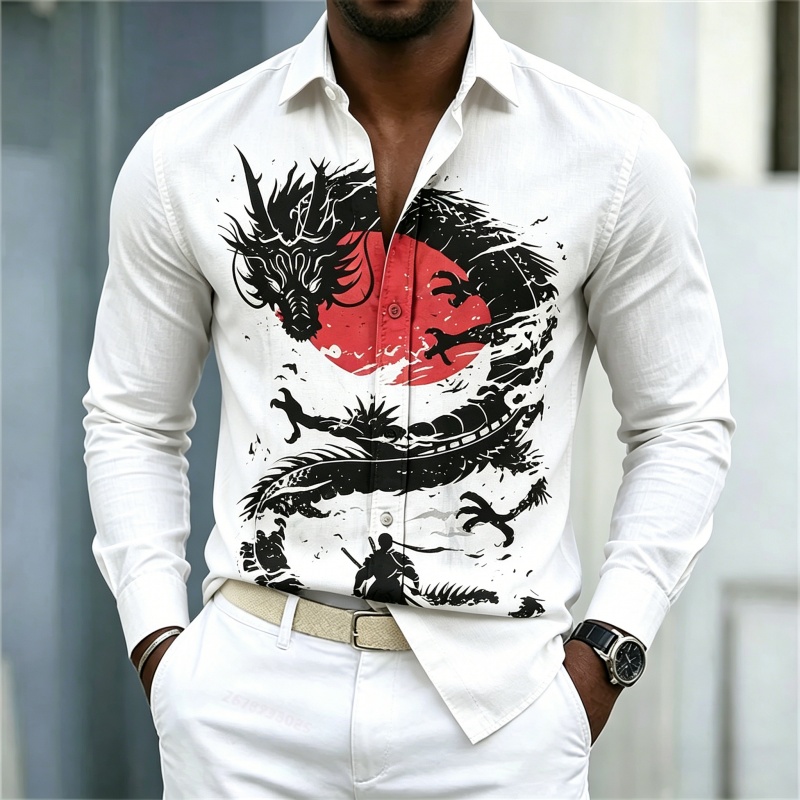 2026 New Men's Shirt White Bla - огляд і ціна Street Fashion For Man