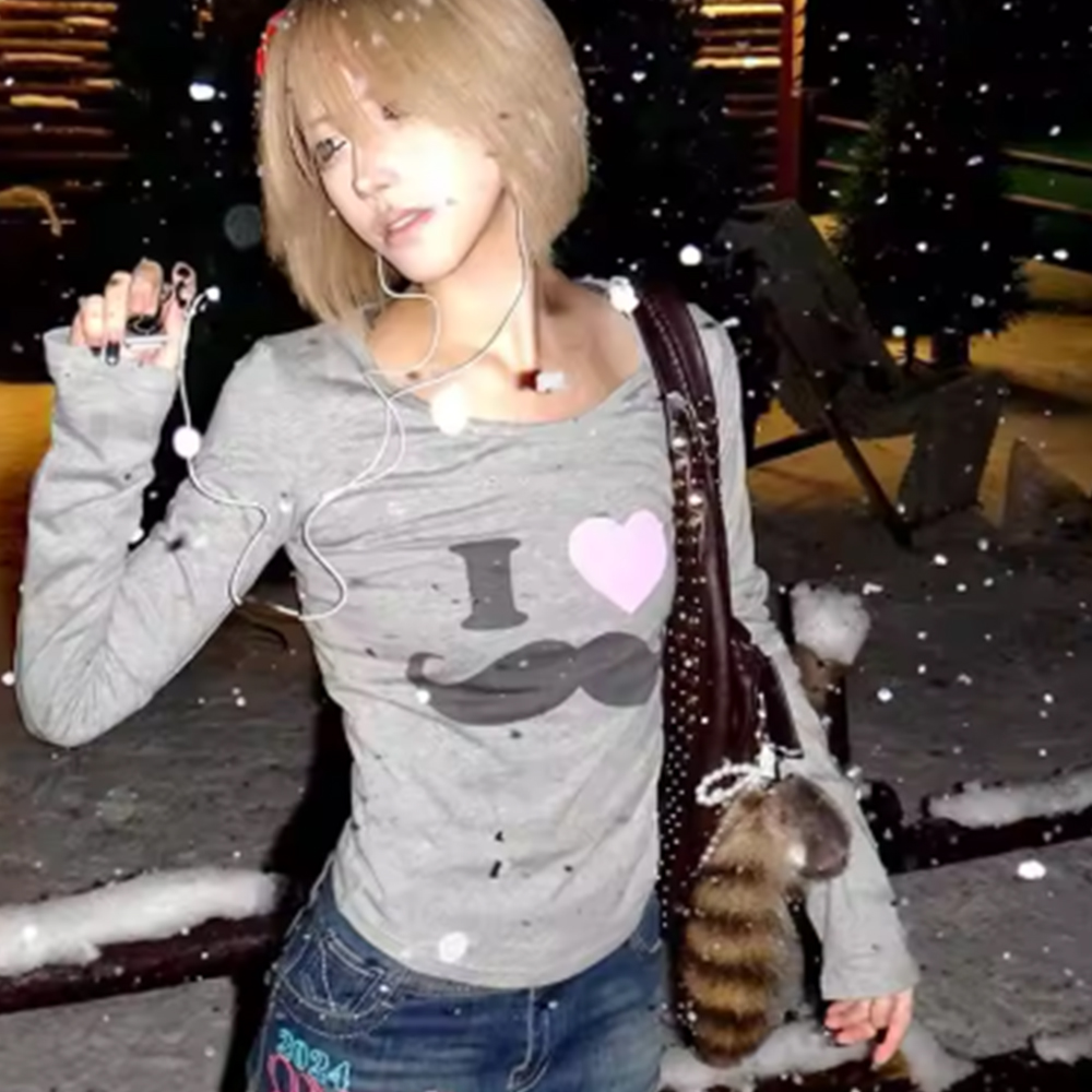 Japanese Y2K Beard Print T-Shi - огляд і ціна Street Fashion Dance
