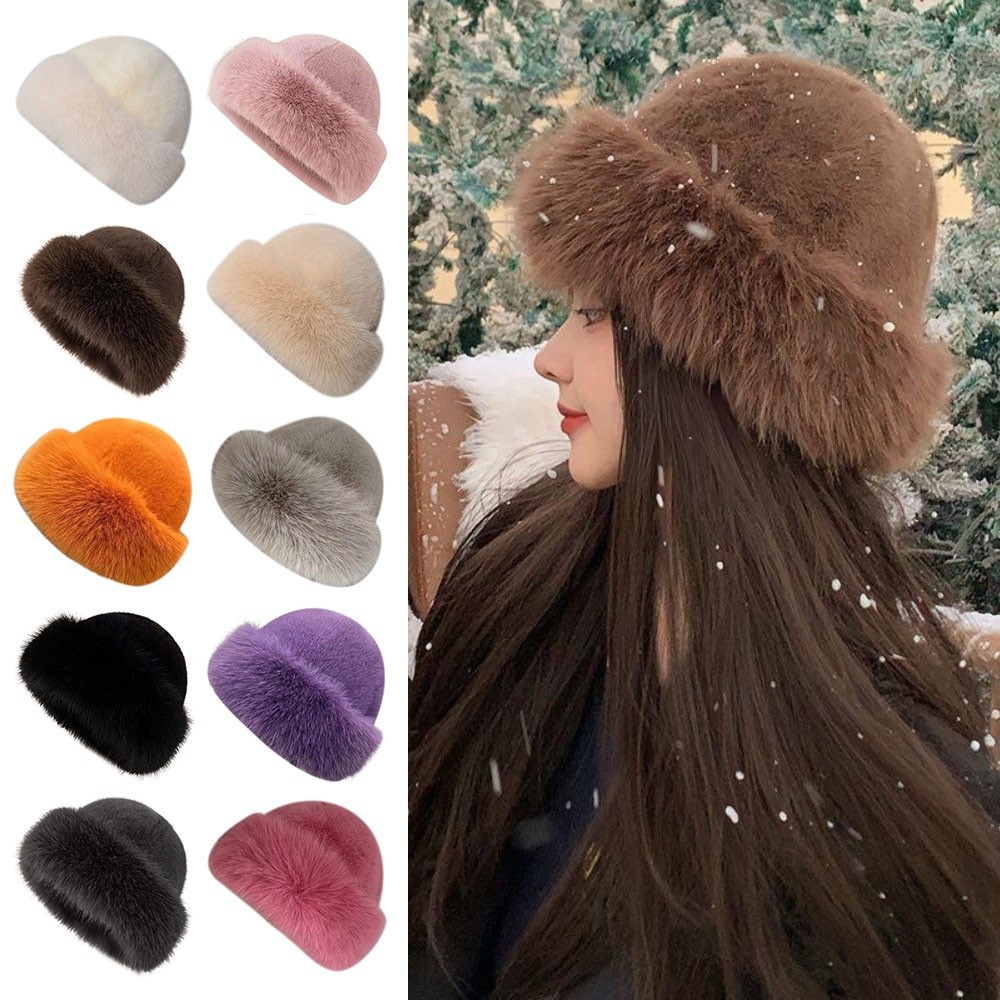 New Fluffy Fur Winter Hat Soli - огляд і ціна Bucket Hat Embroidered