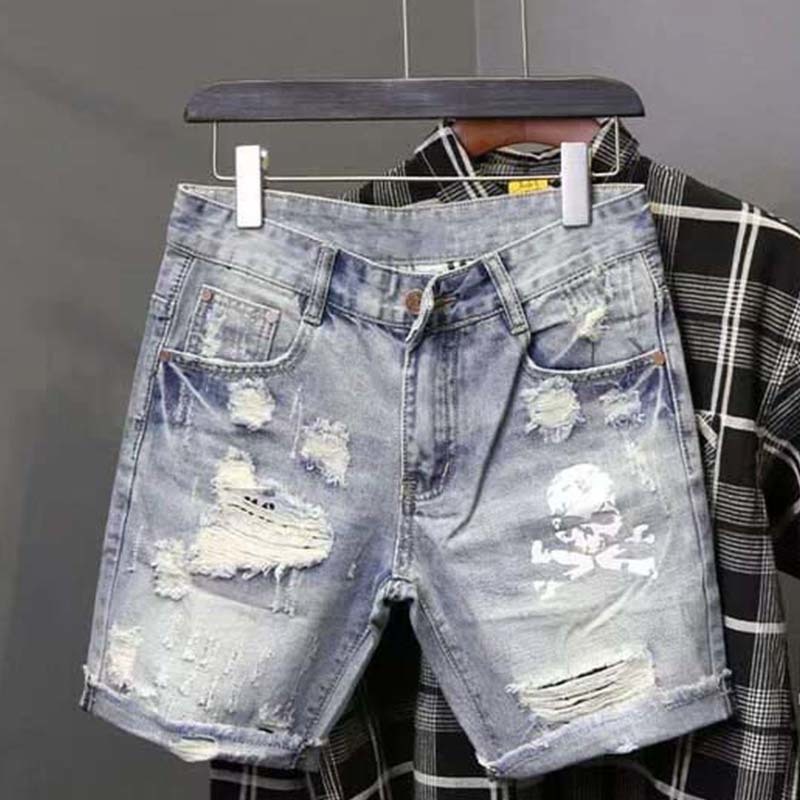 Summer Men's Worn Bead Hole Be - огляд і ціна Street Fashion Jeans