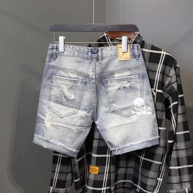 Summer Men's Worn Bead Hole Be - огляд і ціна Street Fashion Jeans