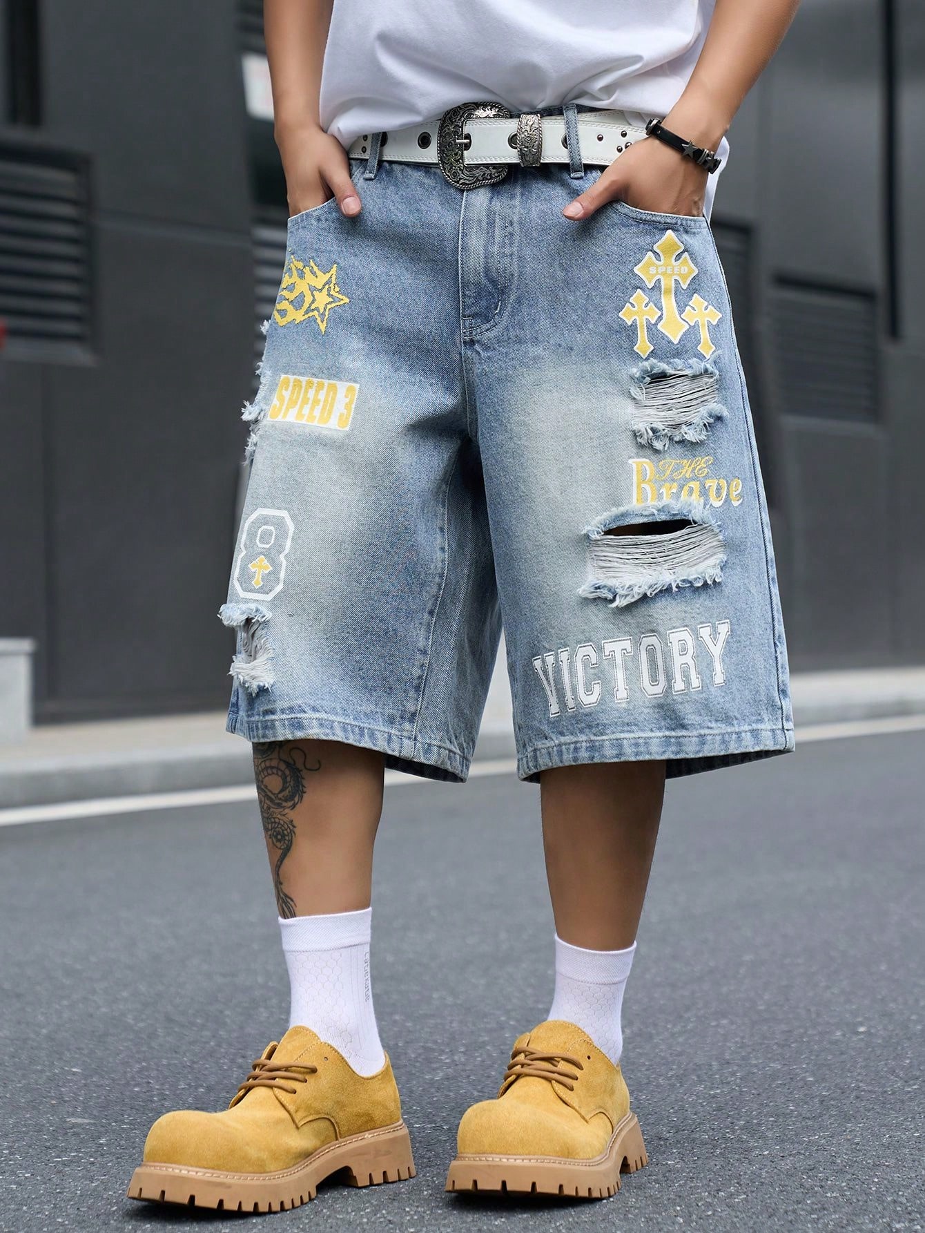 Men's Loose Fit Denim Bermuda  - огляд і ціна Street Fashion Baggy